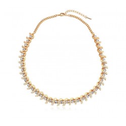 Yellow gold plated with white Swarovski elements choker pendant